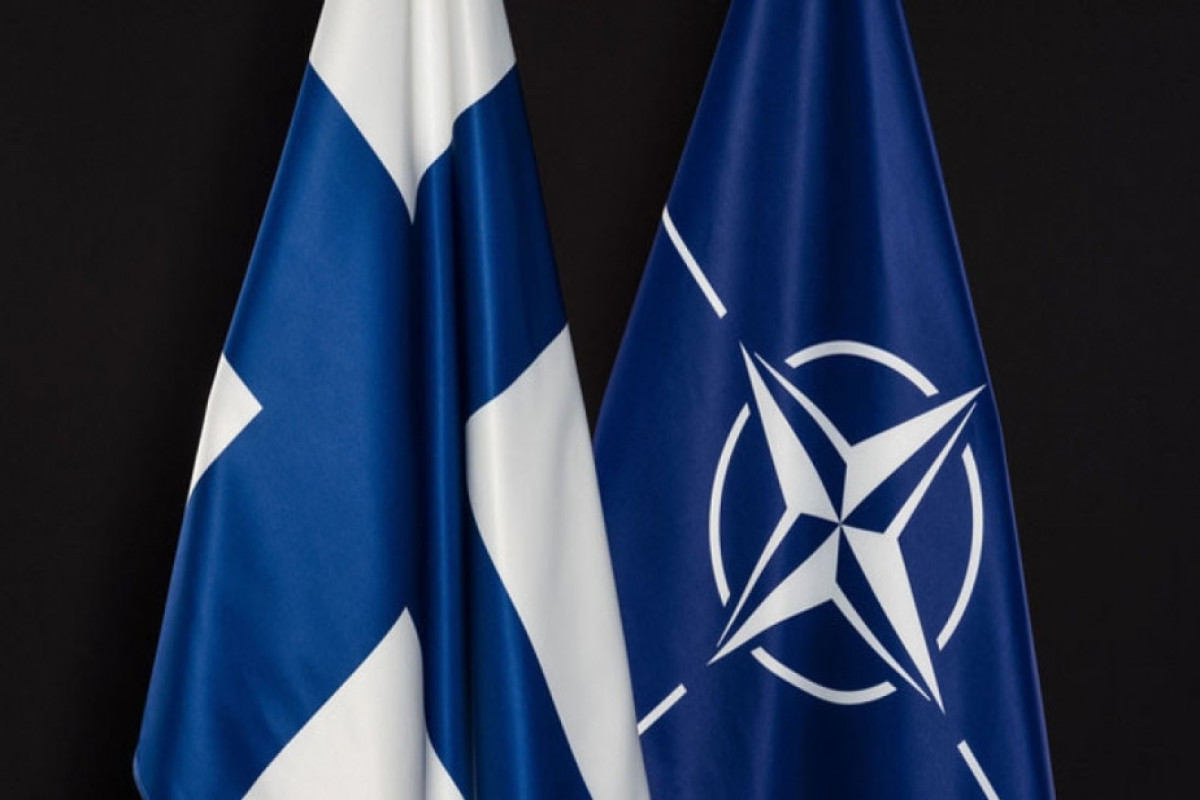 Flags of NATO and Finland
