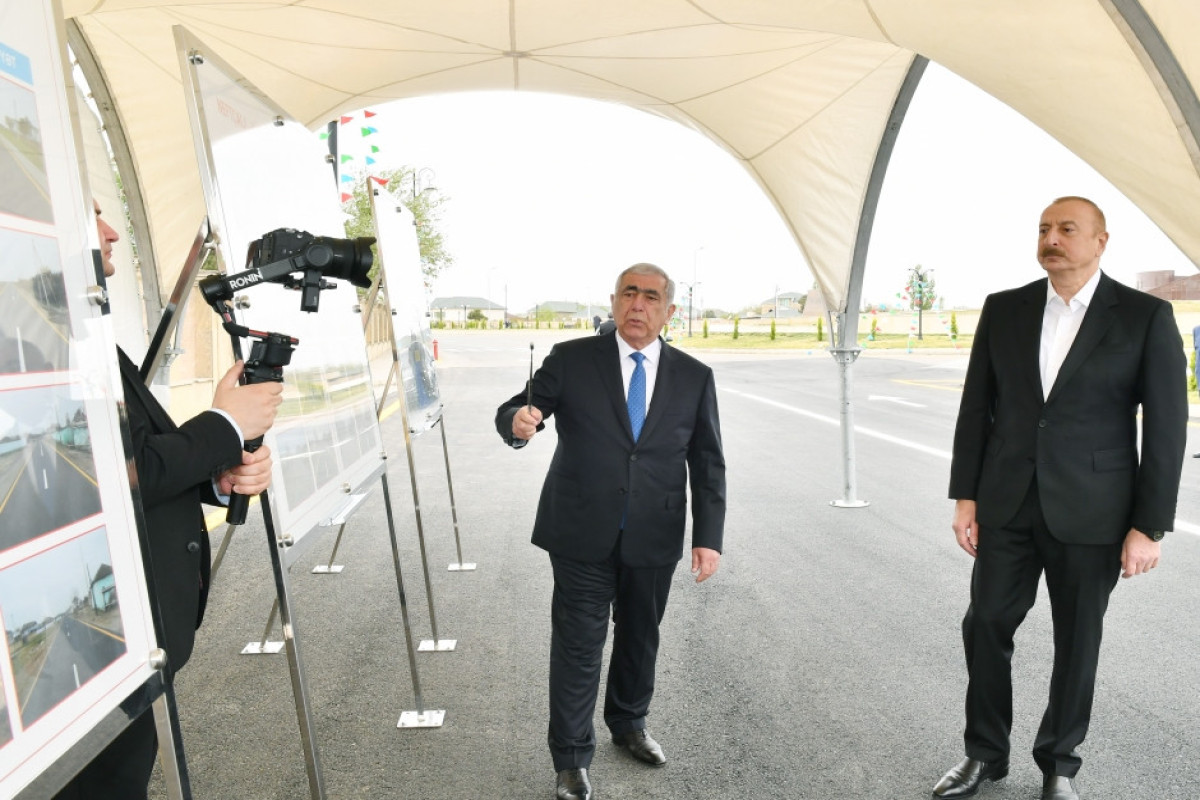President Ilham Aliyev attended opening of Neftchala-Kurkand- Mayak No. 2 highway-PHOTO -UPDATED 