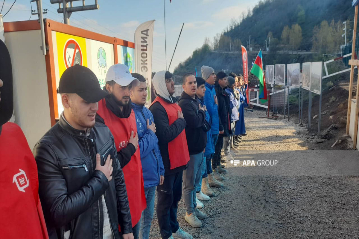 Peaceful protest of Azerbaijani eco-activists on Lachin–Khankandi road enters 136th day-PHOTO 