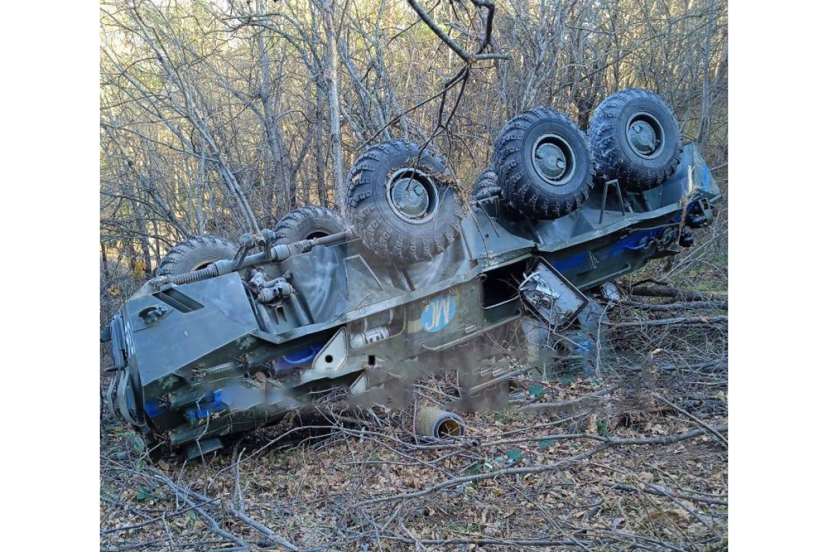 BTR belonging to Russian peacekeepers crashes in Azerbaijan