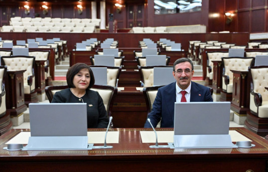 Sahiba Gafarova, Speaker of the Milli Majlis of the Republic of Azerbaijan and  Cevdet Yilmaz, Vice President of the Republic of Türkiye
