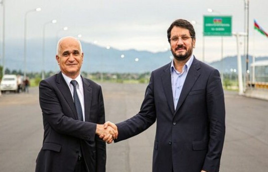 Co-chairs of the Azerbaijan-Iran State Commission – Deputy Prime Minister of Azerbaijan Shahin Mustafayev and Minister of Roads and Urban Development of the Islamic Republic of Iran Mehrdad Bazrpash