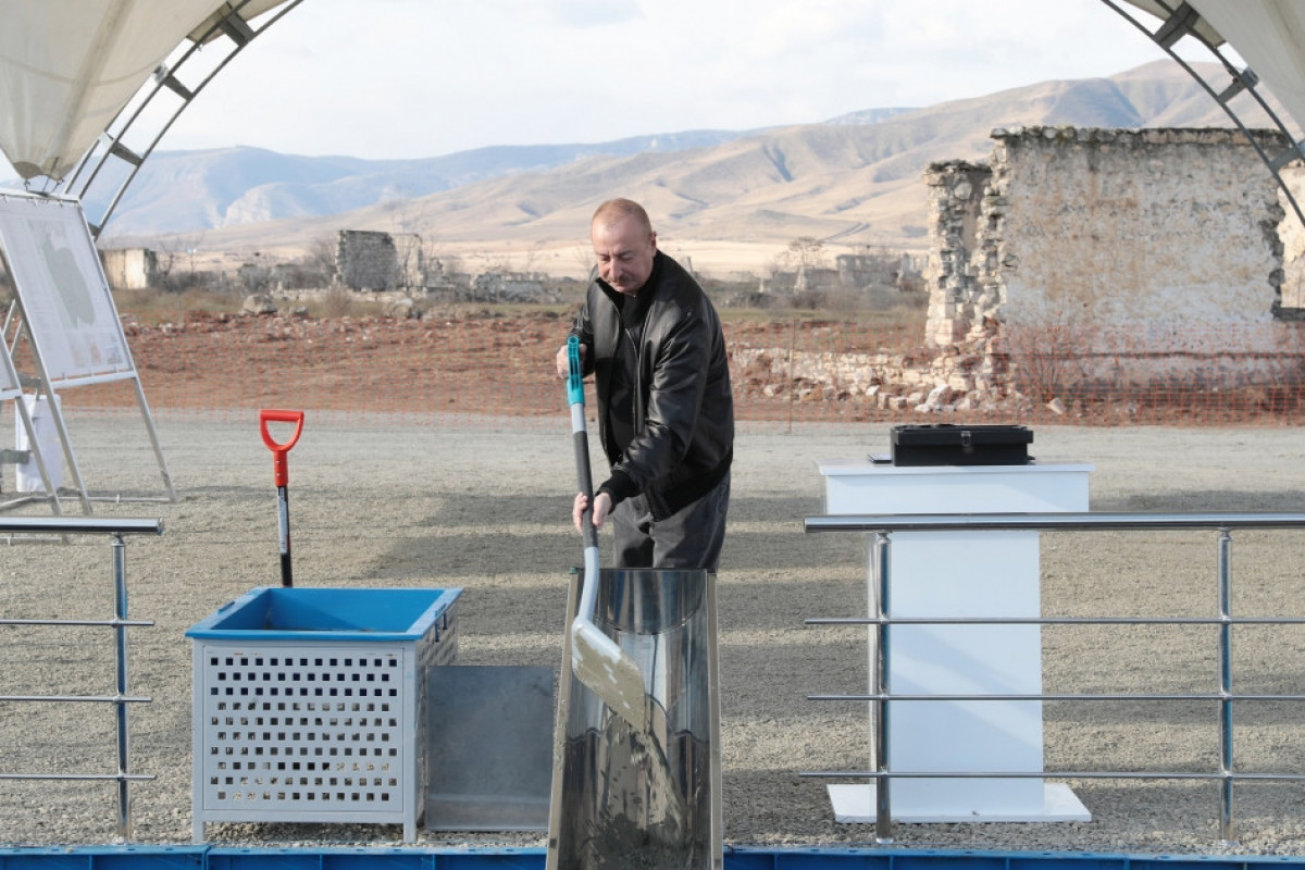 President Ilham Aliyev laid foundation stone for village of Giyasli in Aghdam district