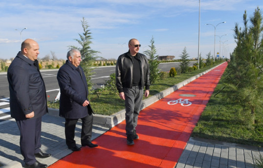 President Ilham Aliyev inspected ongoing works on internal roads of Aghdam city