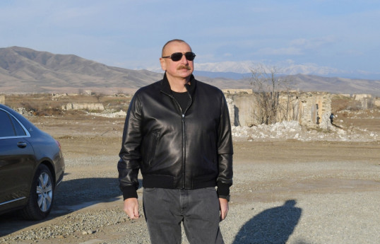 President Ilham Aliyev and First Lady Mehriban Aliyeva viewed ongoing repair and restoration works at the Imarat Complex in Aghdam