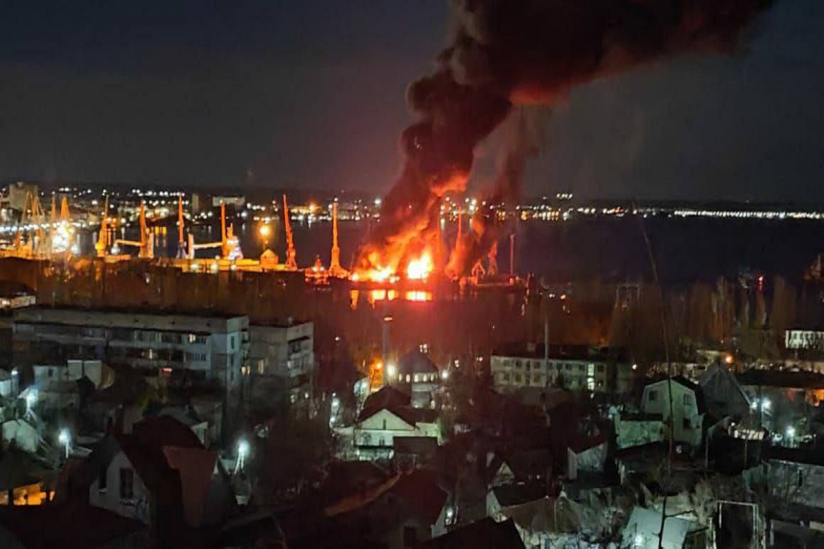 Ukraine says it has blown up major Russian navy vessel in Crimea’s Feodosia port-UPDATED -VIDEO 