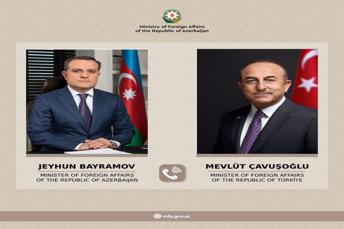 Jeyhun Bayramov congratulates Mevlut Cavusoglu