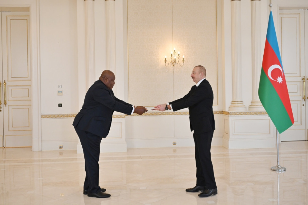 President of Azerbaijan Ilham Aliyev receives credentials  of the newly appointed Ambassador of congo David Maduka