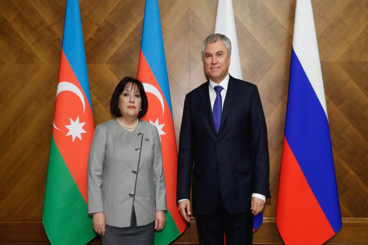 Speaker of Milli MajlisSahiba Gafarova and speaker of the Russian State Duma, Vyacheslav Volodin