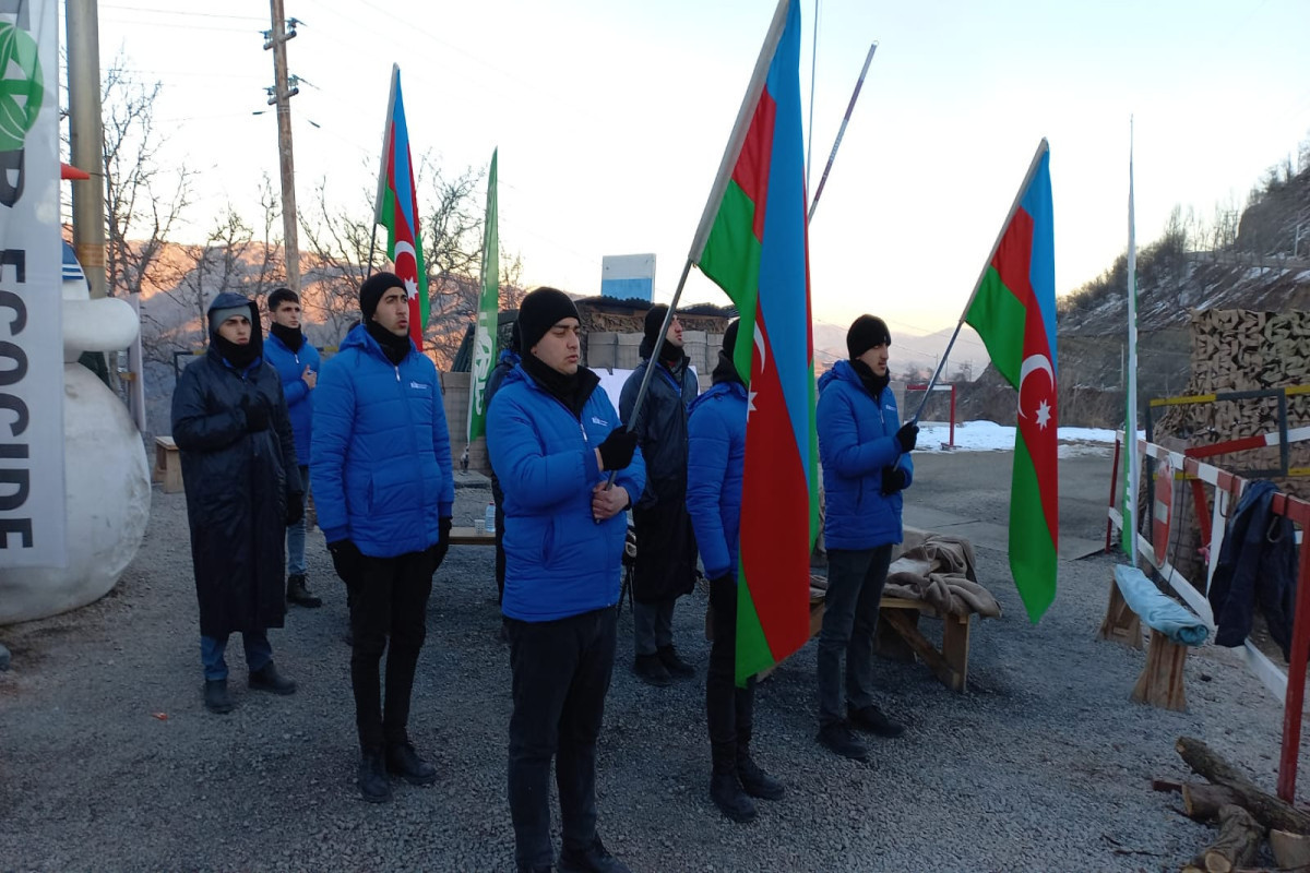 Peaceful protests of Azerbaijani eco-activists on Lachin–Khankendi road enter 66th day-PHOTO 