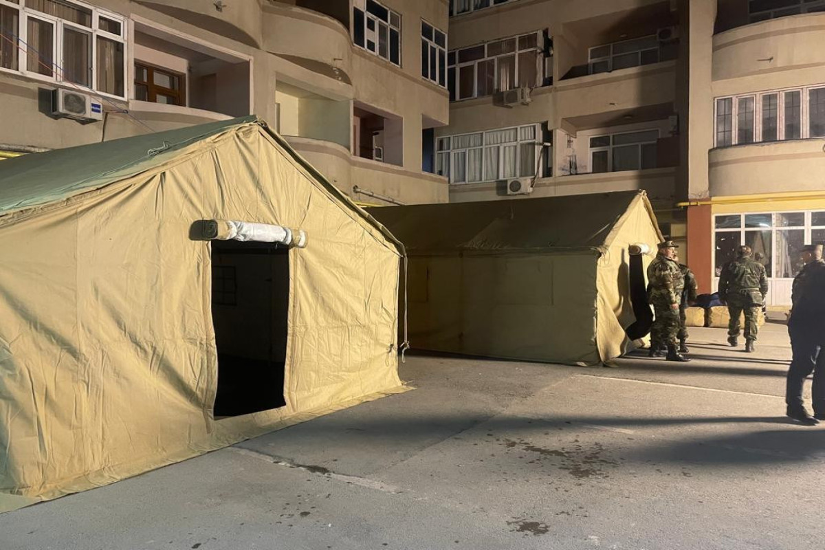 Azerbaijan's MES set up tents for residents of building where explosion occurred-PHOTO -VIDEO 