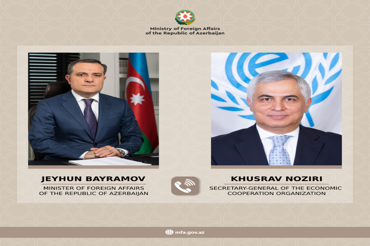 Minister of Foreign Affairs of the Republic of Azerbaijan, Jeyhun Bayramov, Secretary-General of the Economic Cooperation Organization Khusrav Noziri