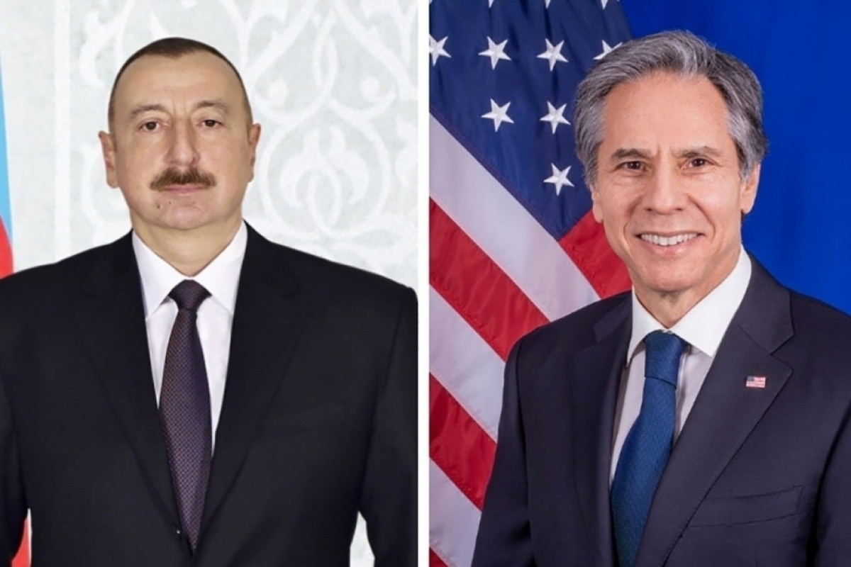 President of Azerbaijan Ilham Aliyev, US State Secretary Antony Blinken