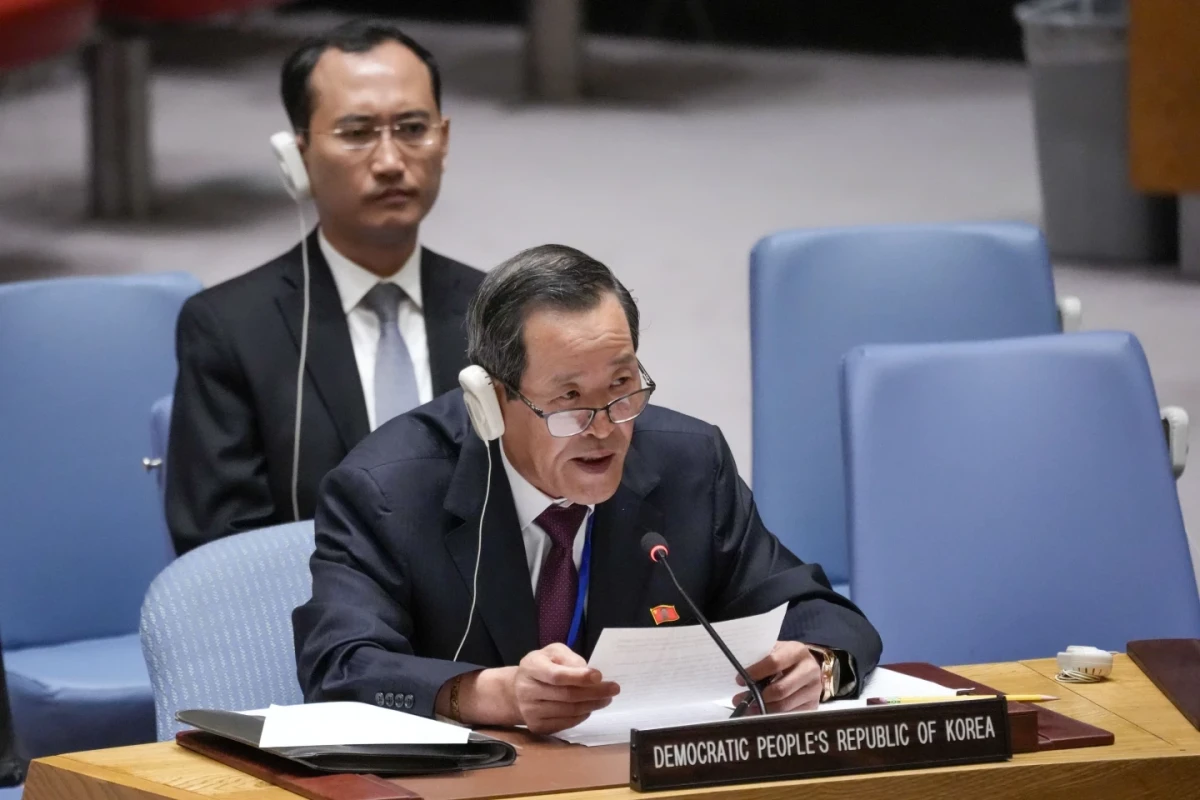 North Korea’s ambassador blames US for regional tensions in a rare appearance at UN Security Council