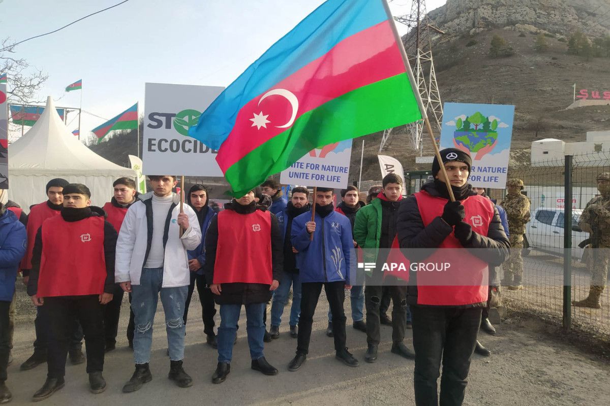 Peaceful protests of Azerbaijani eco-activists on Lachin–Khankandi road enter 80th day-PHOTO 