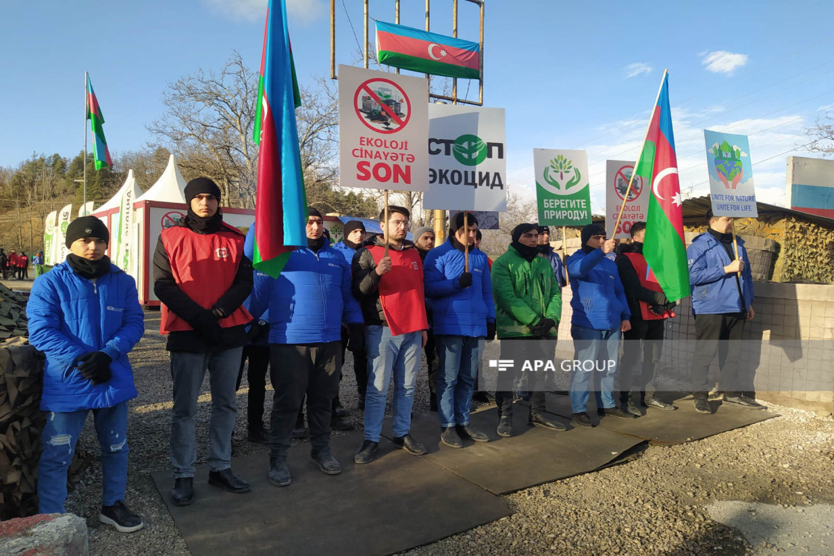Peaceful protests of Azerbaijani eco-activists on Lachin–Khankandi road enter 86th day-PHOTO 