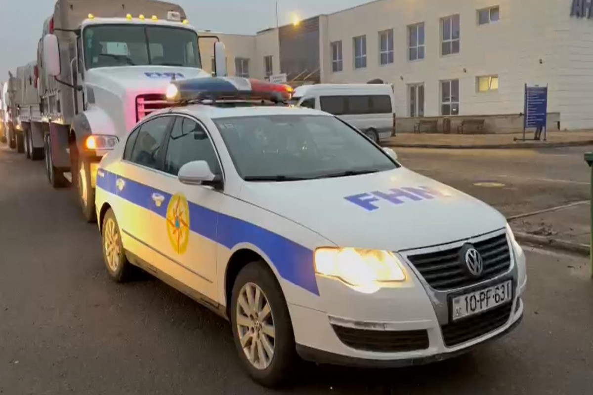 Azerbaijan's first convoy of vehicle carried humanitarian aid to Türkiye left for Baku