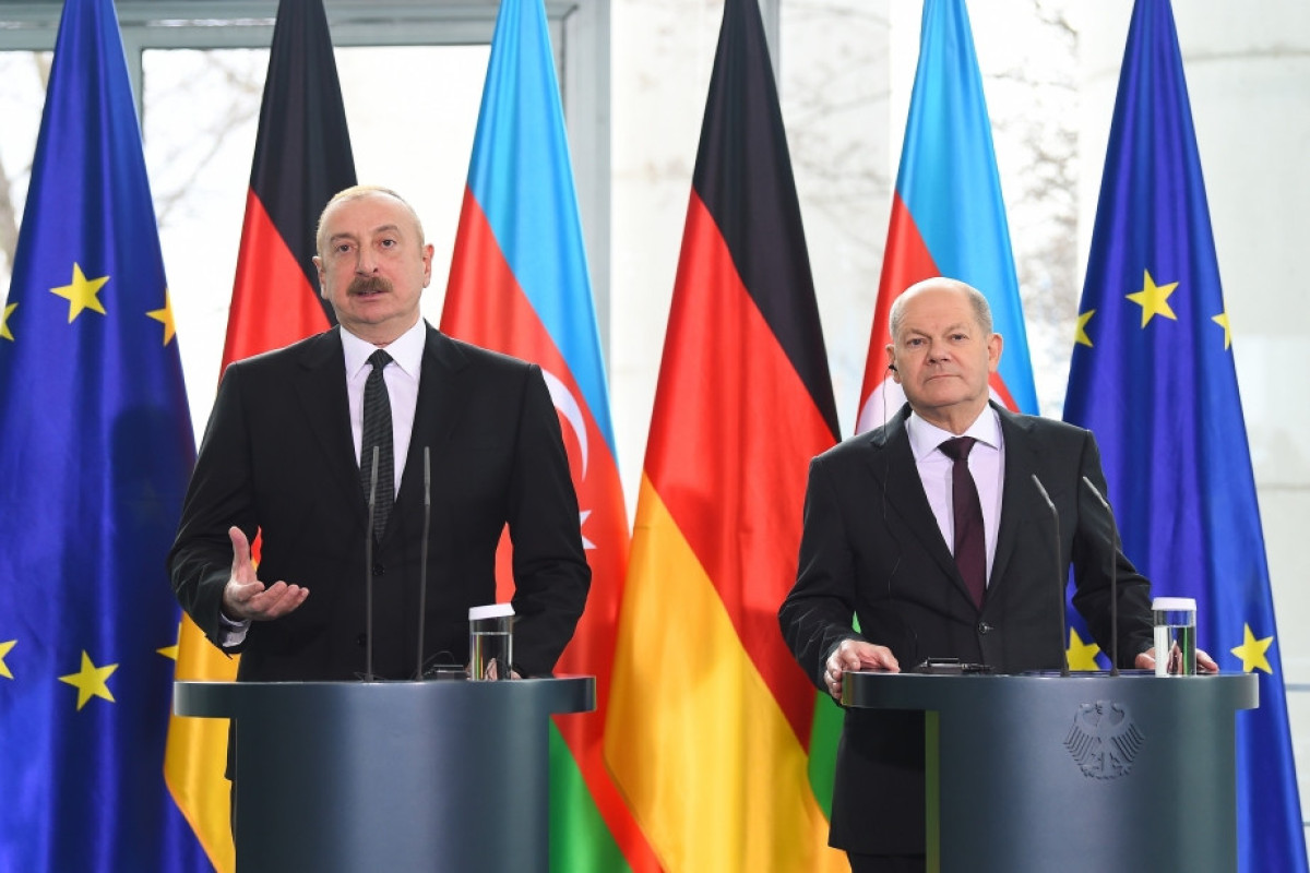 Ilham Aliyev, President of Azerbaijan, Chancellor of Germany Olaf Scholz