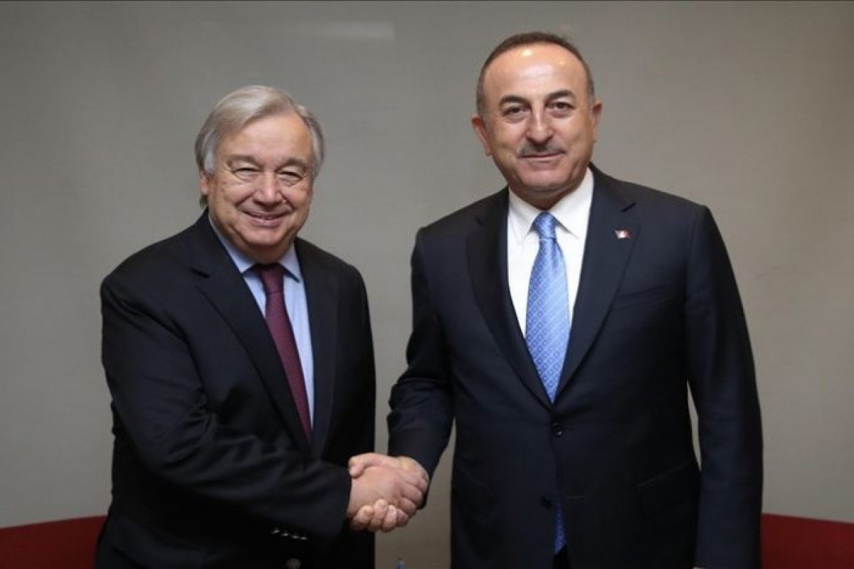 UN Secretary-General António Guterres, Minister of Foreign Affairs of Türkiye Mevlut Cavusoglu