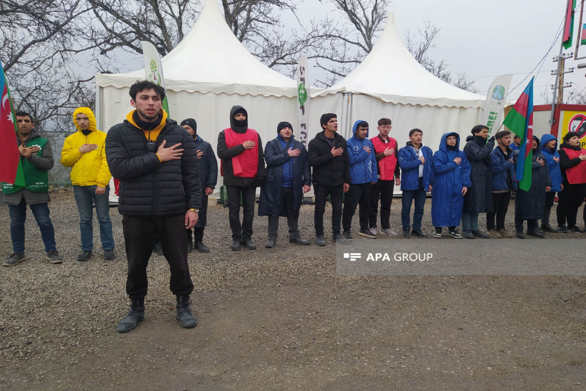 Peaceful protest of Azerbaijani eco-activists on Lachin–Khankandi road enters 106th day-PHOTO 
