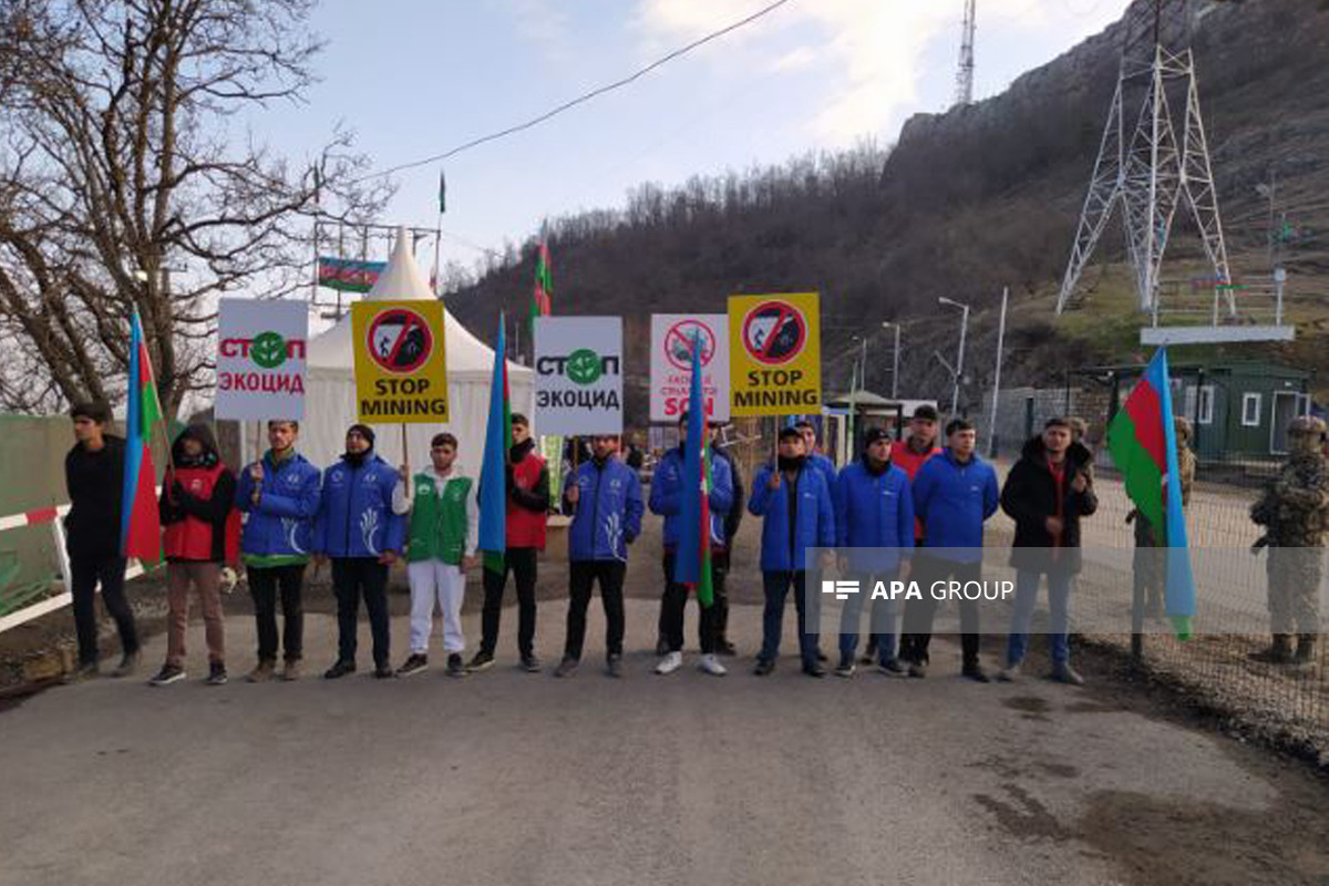 Peaceful protest of Azerbaijani eco-activists on Lachin–Khankandi road enters 107th day-PHOTO 