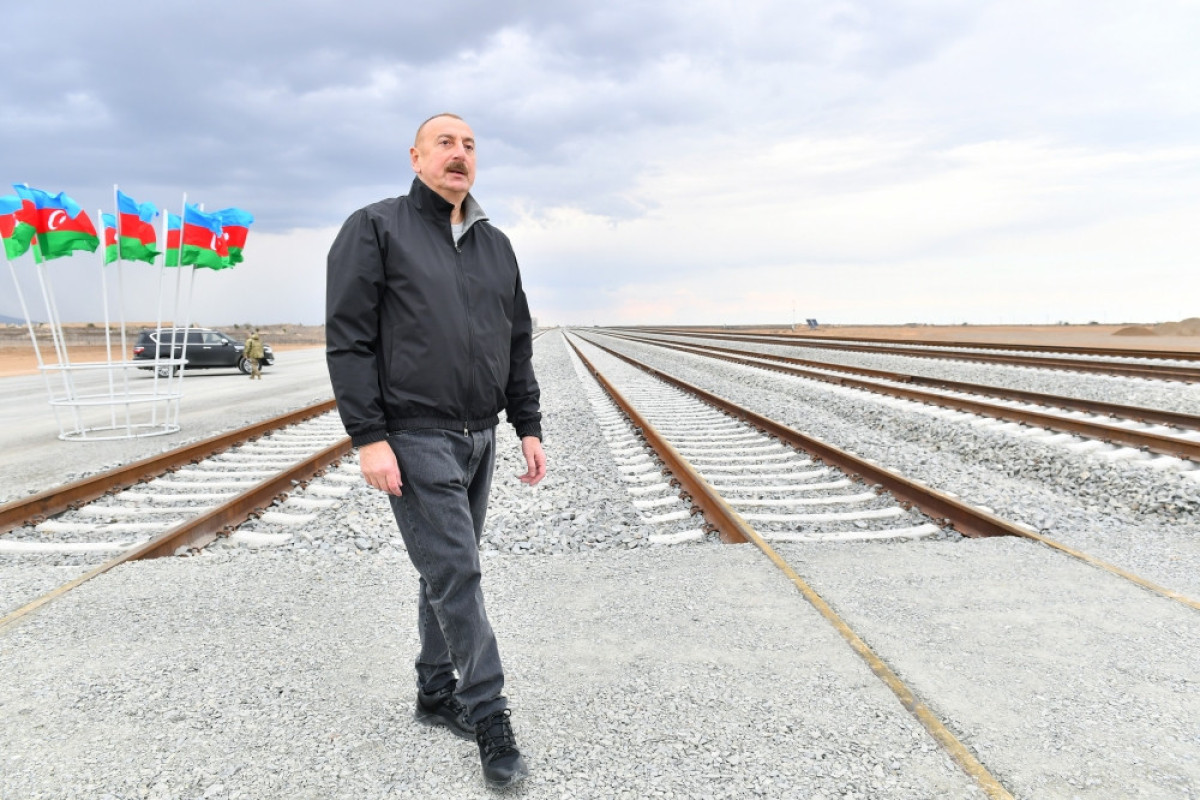 President Ilham Aliyev viewed construction progress of Barda-Ağdam railway line-UPDATED 