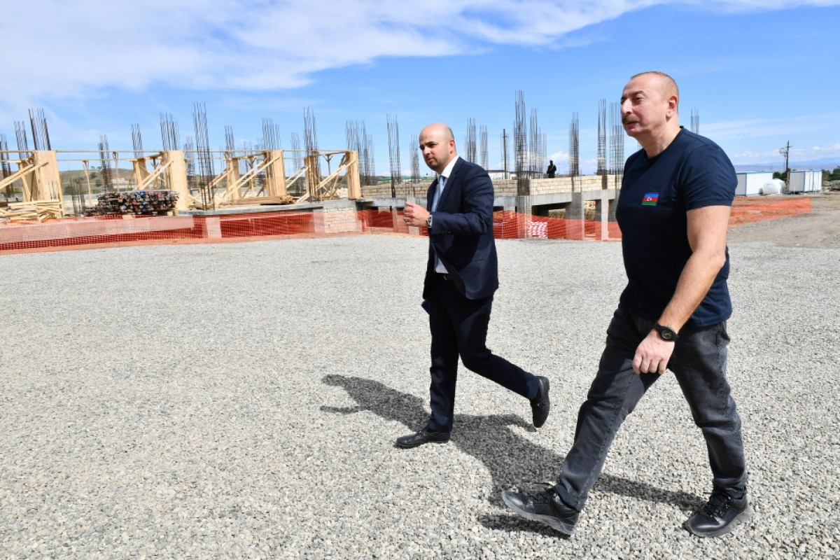 President Ilham Aliyev viewed construction progress of 960-seat school in city of Jabrayil