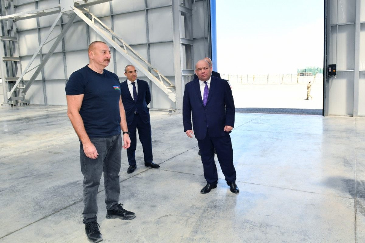 President Ilham Aliyev viewed works done in Araz Valley Economic Zone Industrial Park and laid foundation stone for some facilities-UPDATED 