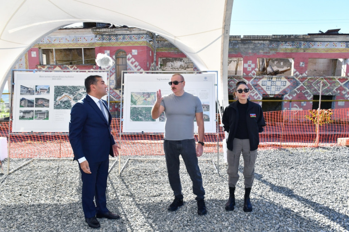 Azerbaijani President and First Lady visited Khojavand district, head of state and First Lady were informed of tourism projects to be implemented in village of Tugh
