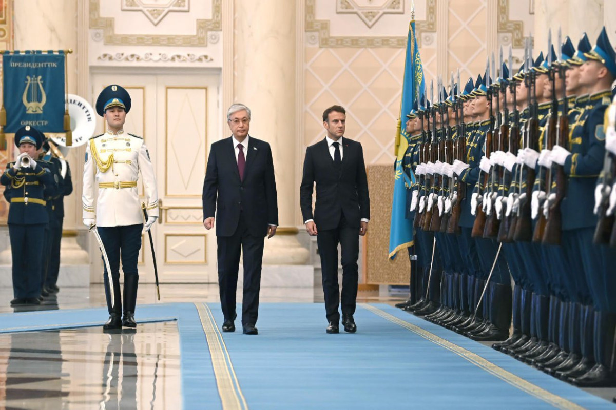 Kazakh Prezident Kassym-Jomart Tokayev meets Emmanuel Macron in Akorda