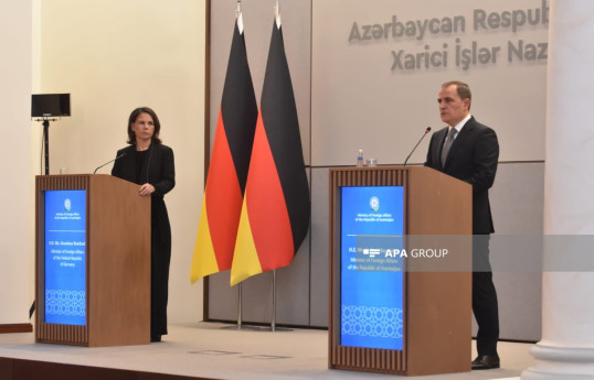 Minister for Foreign Affairs of the Federal Republic of Germany Annalena Baerbock and Minister of Foreign Affairs of Azerbaijan Jeyhun Bayramov