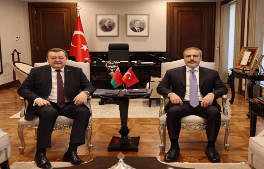 Sergey Aleynik, the Minister of Foreign Affairs of Belarus and Turkish Foreign Minister Hakan Fidan