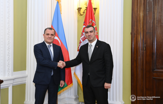 Jeyhun Bayramov, Azerbaijan’s Minister of Foreign Affairs and Vladimir Orlić, President of the National Assembly of Serbia