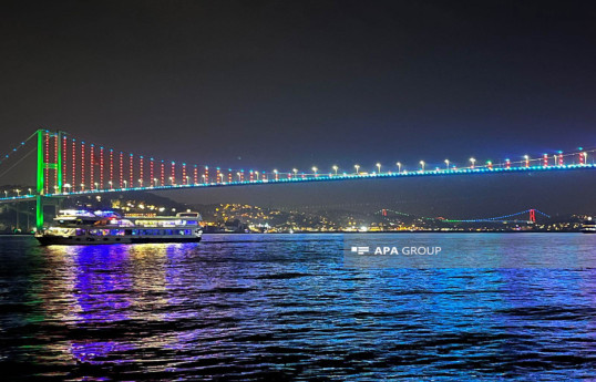 Famous bridge in Istanbul illuminated in colors of Azerbaijani flag-UPDATED 