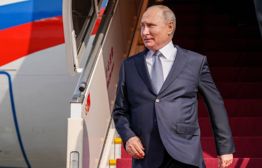 Russian President Vladimir Putin arrives in Kazakhstan