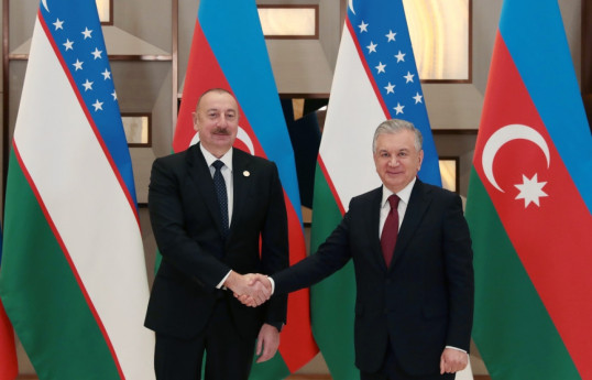 Ilham Aliyev, President of Azerbaijan and Shavkat Mirziyoyev, President of Uzbekistan
