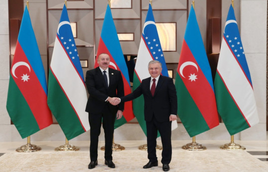 Ilham Aliyev, President of Azerbaijan and Shavkat Mirziyoyev, President of Uzbekistan