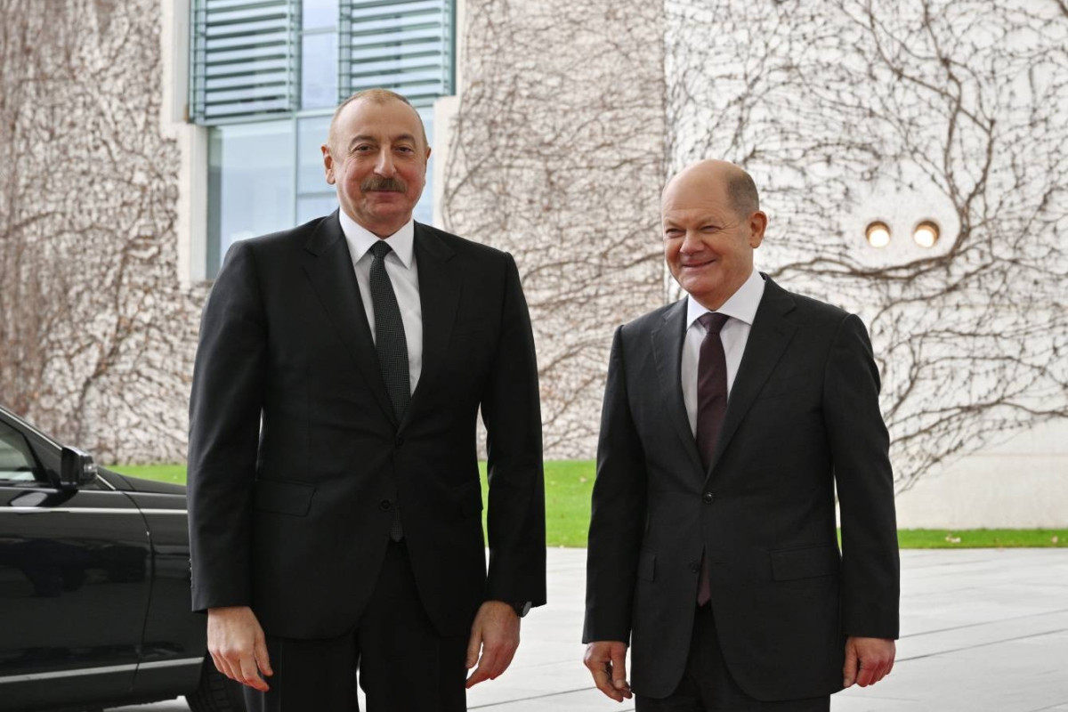 President of the Republic of Azerbaijan Ilham Aliyev and Chancellor of the Federal Republic of Germany Olaf Scholz