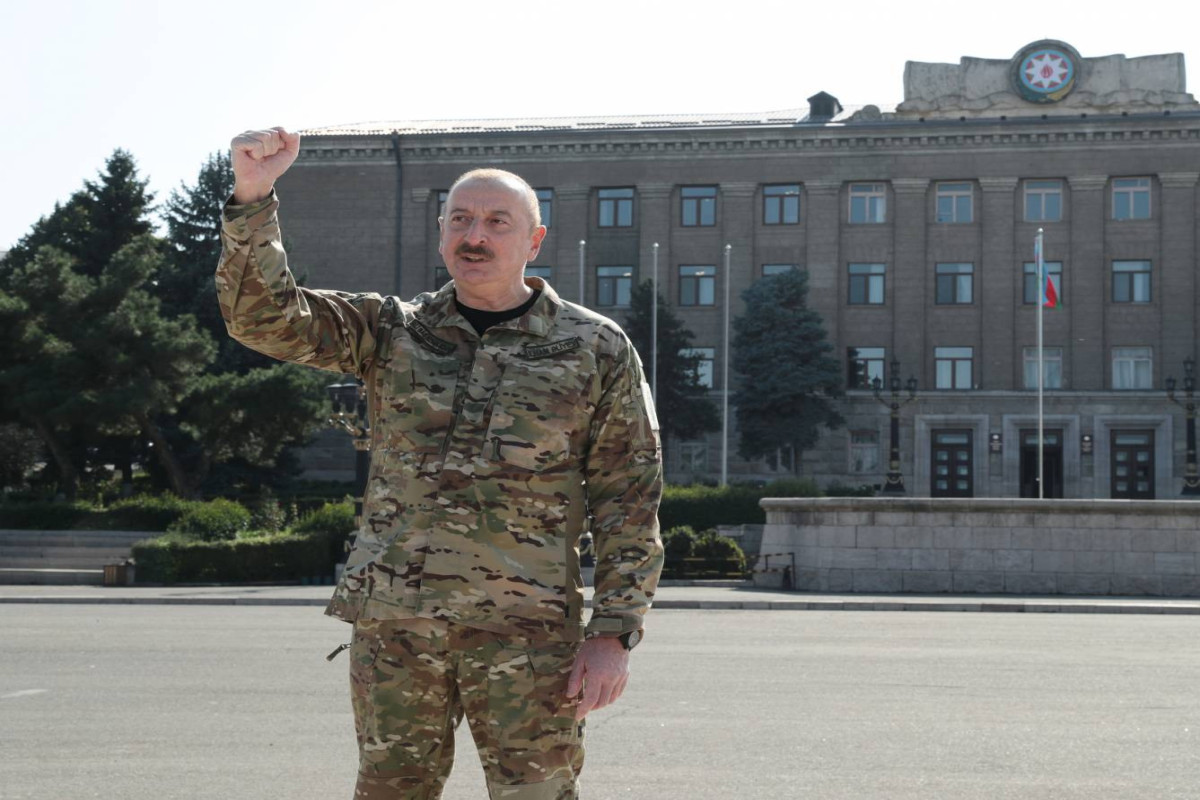 President Ilham Aliyev raised national flag of Azerbaijan in Khankendi city and made a speech-PHOTO -UPDATED 