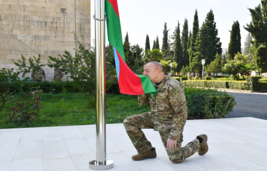 President Ilham Aliyev raised national flag of Azerbaijan in Aghdara city-UPDATED 