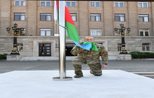 President Ilham Aliyev raised national flag of Azerbaijan in Khankendi city and made a speech-PHOTO -UPDATED 