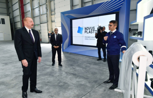 President of Azerbaijan Ilham Aliyev attended opening of enterprise owned by Novus Plastica LLC-UPDATED 
