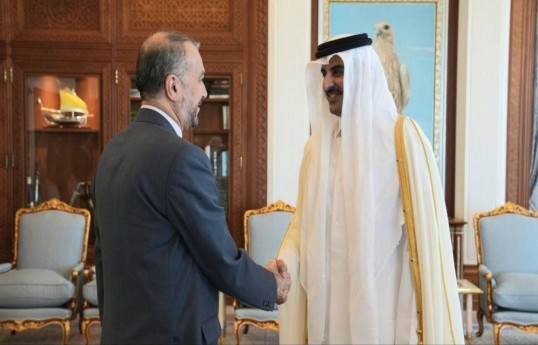 Iranian Foreign Minister Hossein Amir-Abdollahian and mir of Qatar Tamim bin Hamad Al Thani