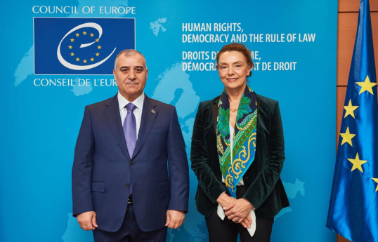Head of the State Security Service of the Republic of Azerbaijan, Colonel-General Ali Nagiyev and Marija Pejčinović Burić, Secretary General of the Council of Europe