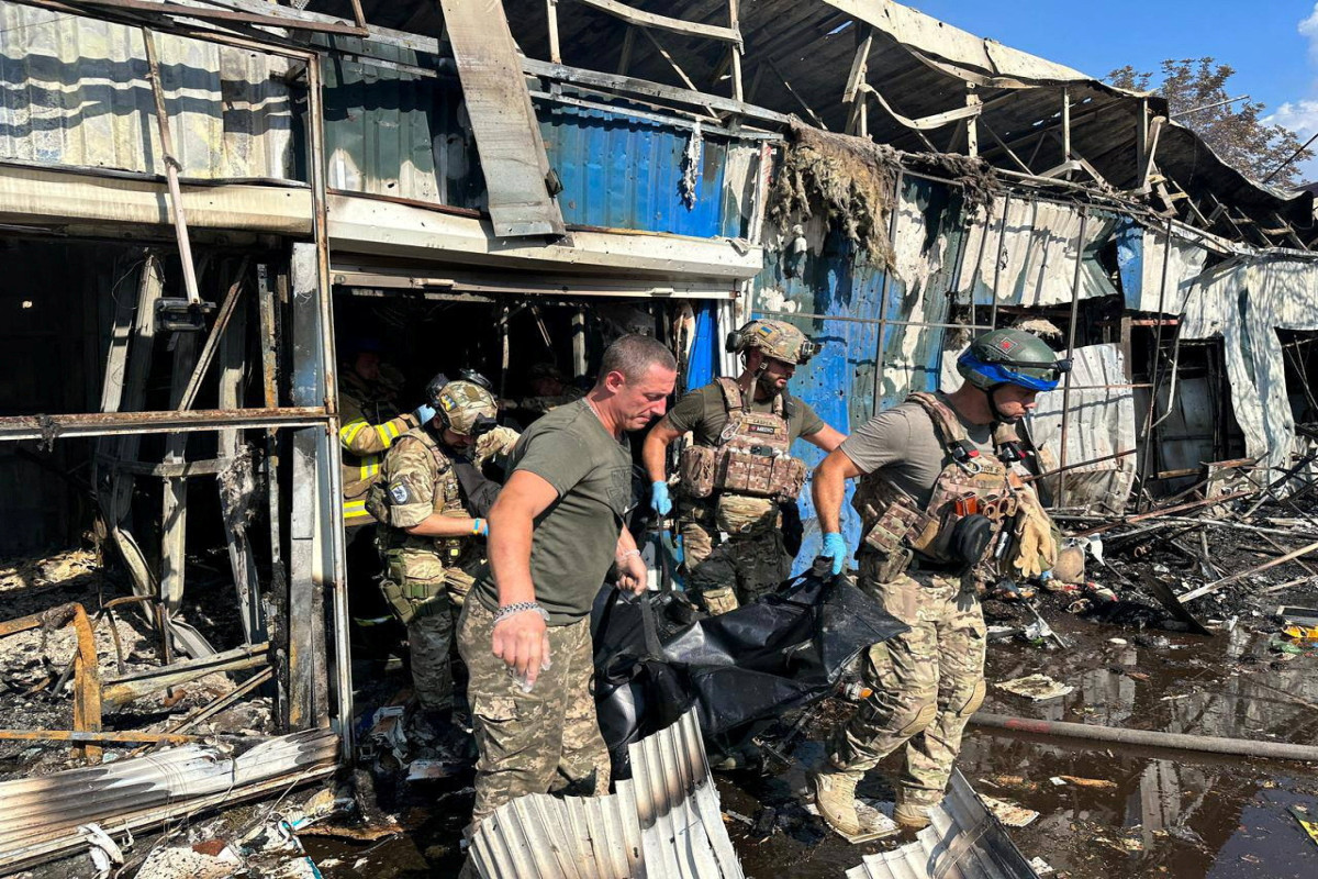Deadly market attack in Ukraine overshadows visit by Blinken
