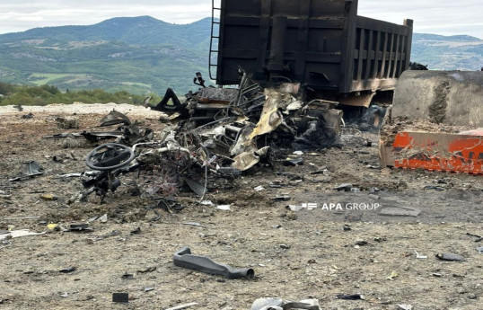 Azerbaijan shares horrible footage of Armenian mine terror against "Azəravtoyol" employees -PHOTO 