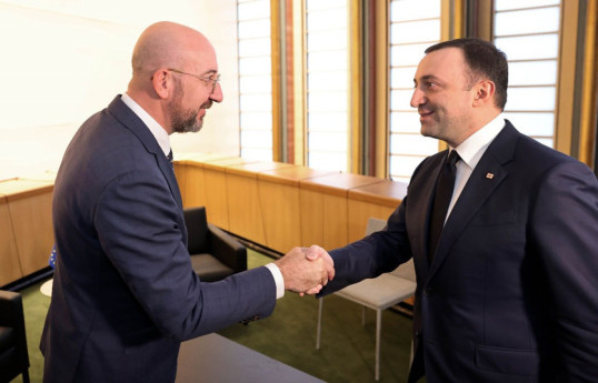 Charles Michel, the President of the European Council and Irakli Garibashvili, Georgian Prime Minister