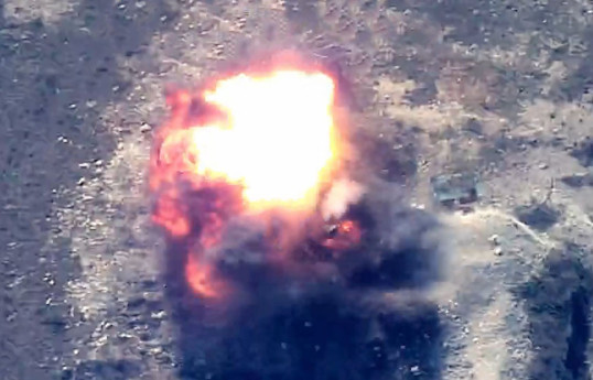 Azerbaijan shares the moment of the destruction of the next shelter and military equipment belonging to the units of the Armenian armed forces-VIDEO 