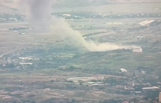 Destruction moment of the warehouse belonging to the Armenian armed forces units on the side of the Khankendi-Khojali road