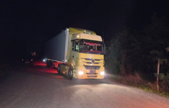 Vehicles delivering foods and sanitary products for Armenian residents of Karabakh return after unloading their cargo-PHOTO -UPDATED 